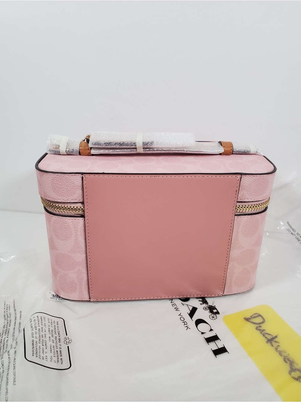 NWT Coach Cosmetic Case In Signature Canvas Powder Pink CEA56 - Picture 3 of 6
